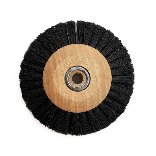 Brosse circulaire soie noire 70 mm monture bois