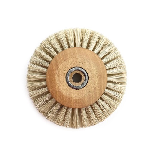 Brosse circulaire soie blanche 60 mm monture bois