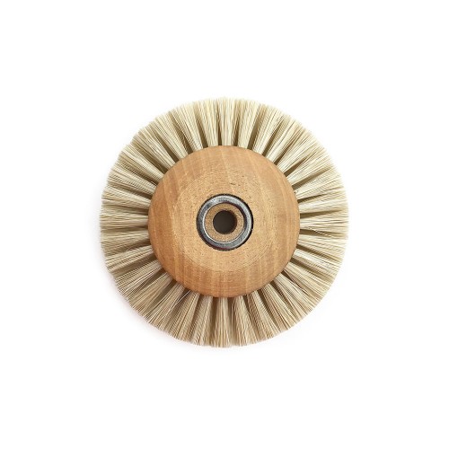 Brosse Circulaire soie blanche 50 mm monture bois