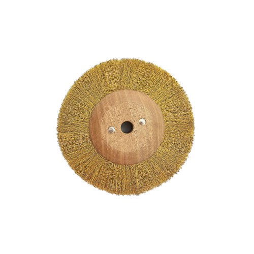 Brosse circulaire laiton ondulé 80 mm monture bois