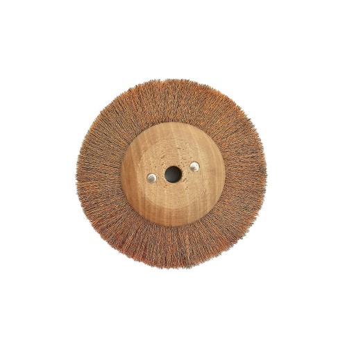 Brosse circulaire bronze ondulé 80 mm monture bois